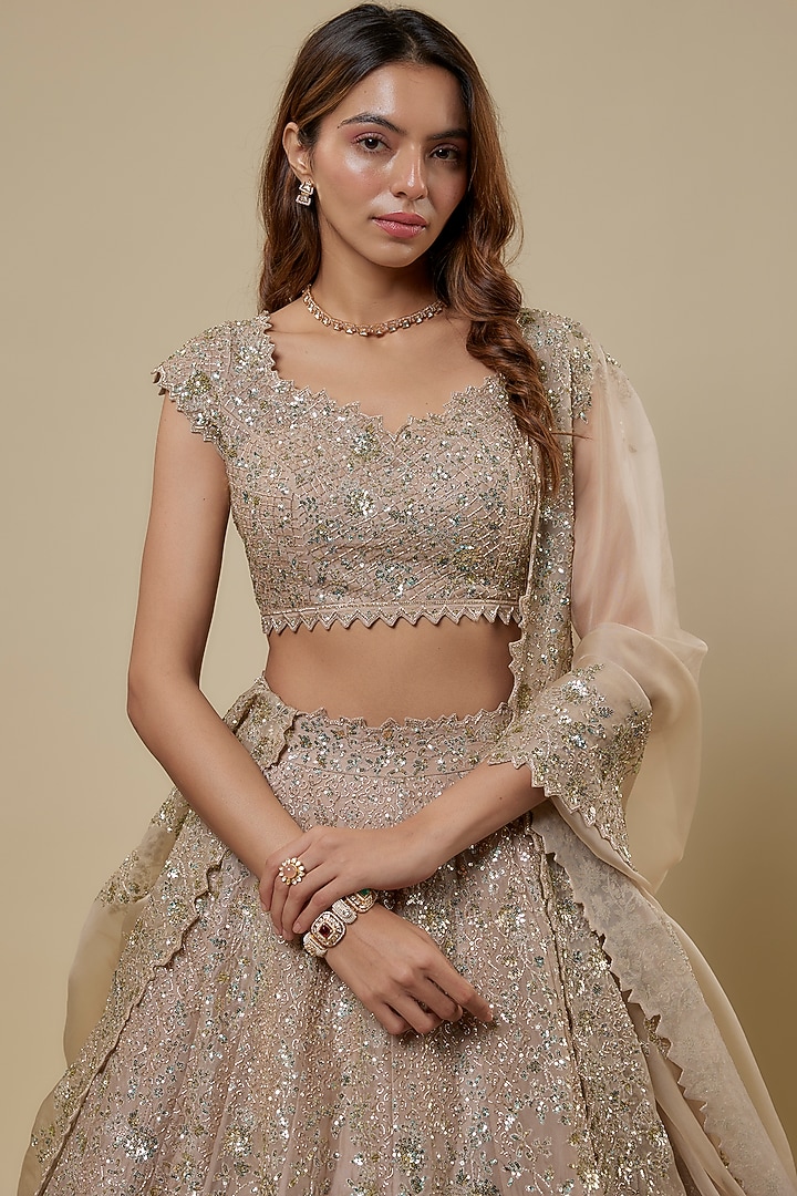 Ivory Organza Bridal Lehenga Set by Anushree Reddy at Pernia's Pop Up Shop