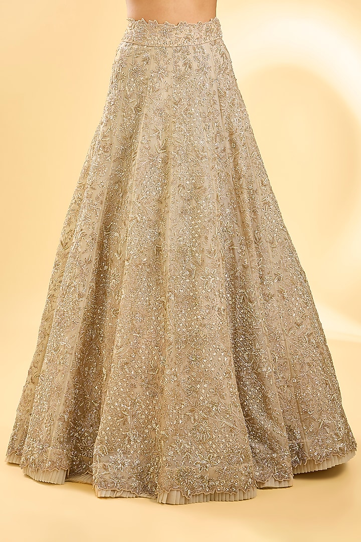 Ivory Organza Embroidered Bridal Lehenga Set by Anushree Reddy at Pernia's Pop Up Shop