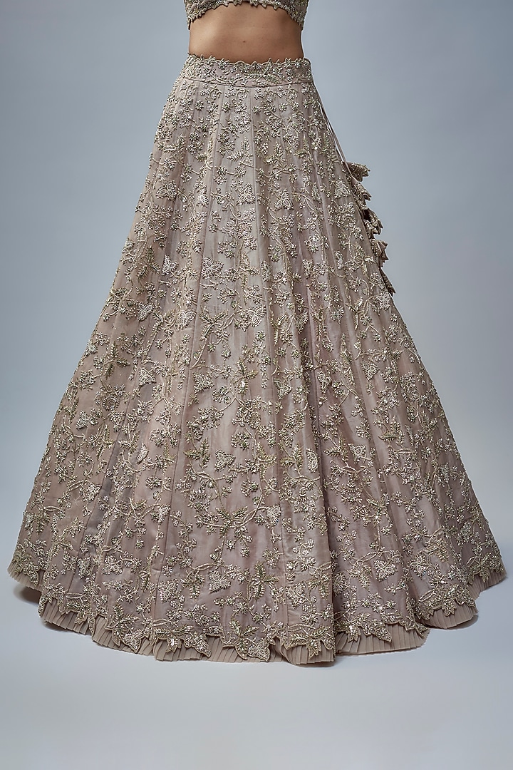 Champagne Organza Hand Embroidered Bridal Lehenga Set by Anushree Reddy at Pernia's Pop Up Shop