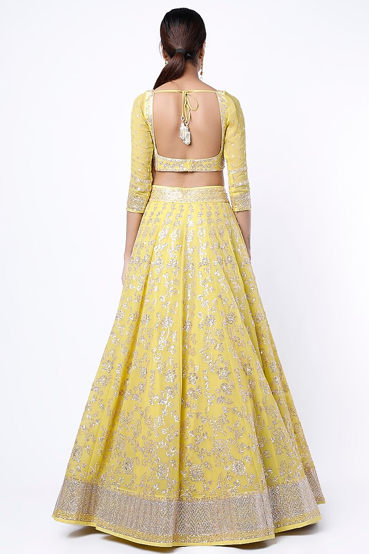 Yellow Embroidered Bridal Lehenga Set by Anushree Reddy at Pernia's Pop Up Shop