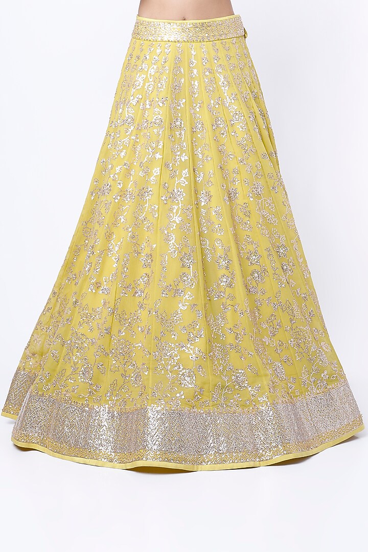 Yellow Embroidered Bridal Lehenga Set by Anushree Reddy at Pernia's Pop Up Shop