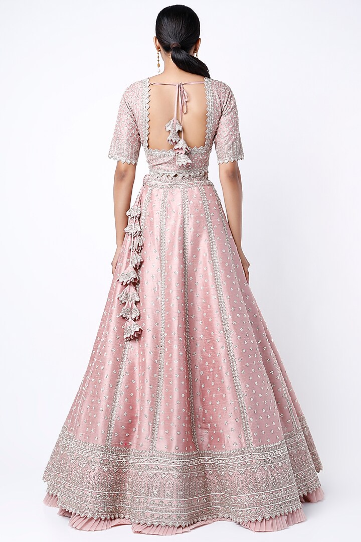 Blush Pink Embroidered Bridal Lehenga Set by Anushree Reddy at Pernia's Pop Up Shop