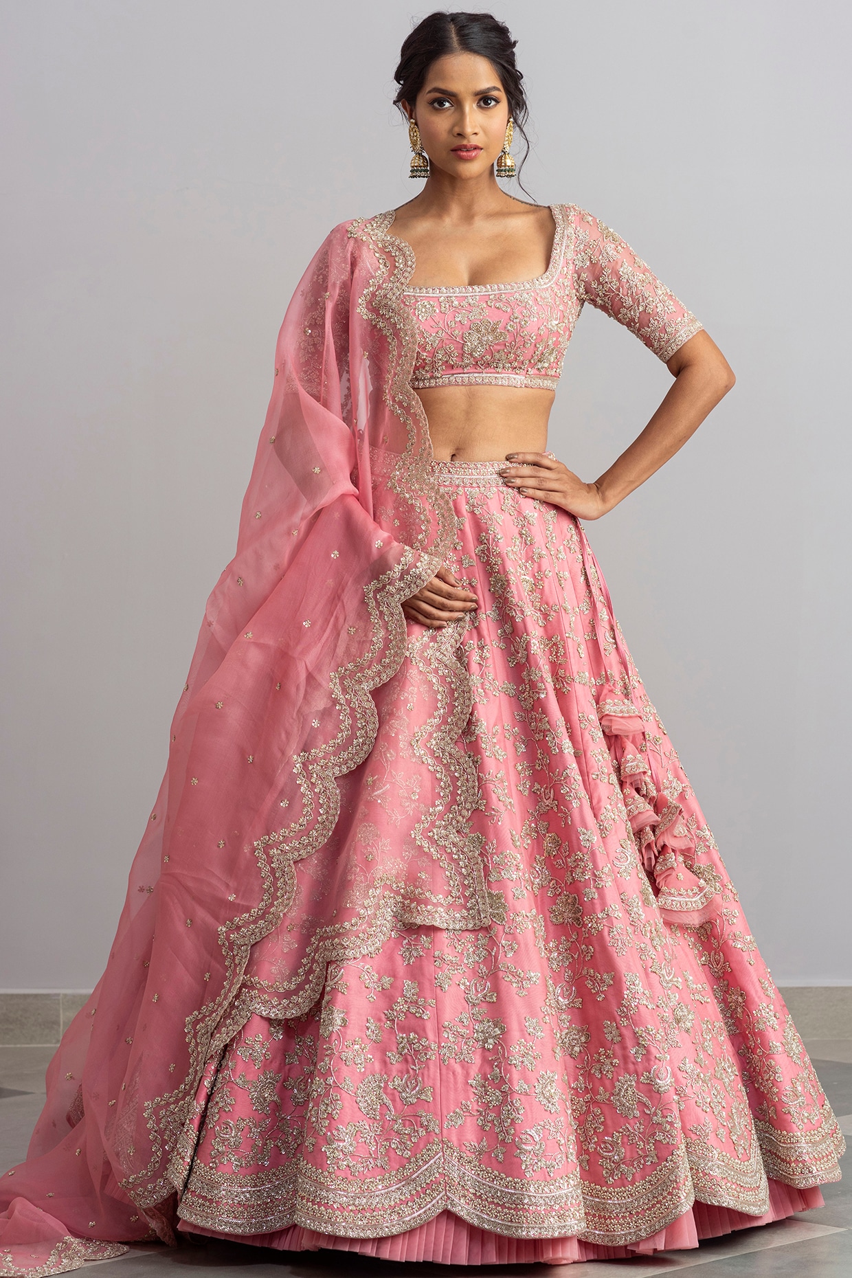 20+ Prettiest Anushree Reddy Lehengas We Spotted On Real Brides! | Half  saree designs, Pink bridal lehenga, Bridal lehenga collection