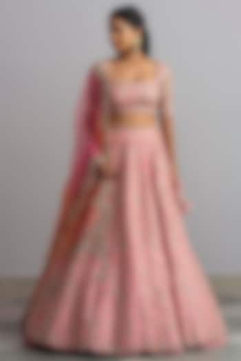 Powder Pink Organza Bridal Lehenga Set by Anushree Reddy at Pernia's Pop Up Shop