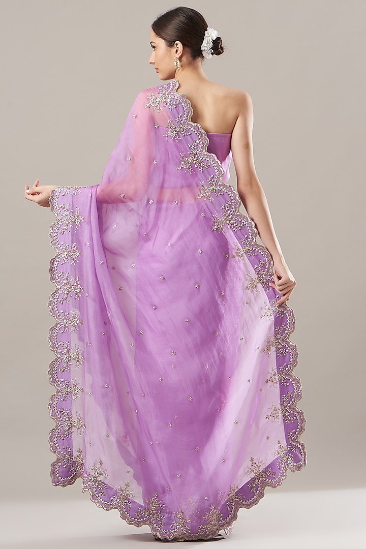Lavender Embroidered Reception Saree Set by Anushree Reddy at Pernia's Pop Up Shop