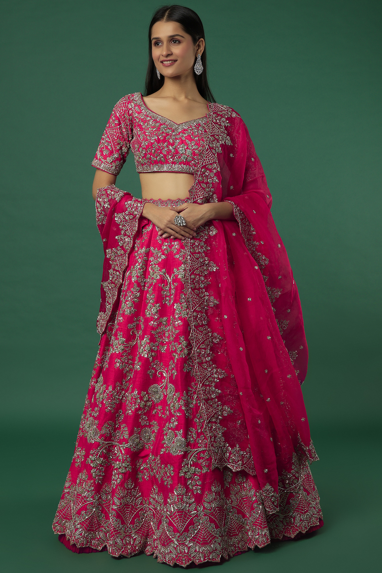 Red Embroidered Bridal Lehenga Set by Anushree Reddy at Pernia's Pop Up Shop