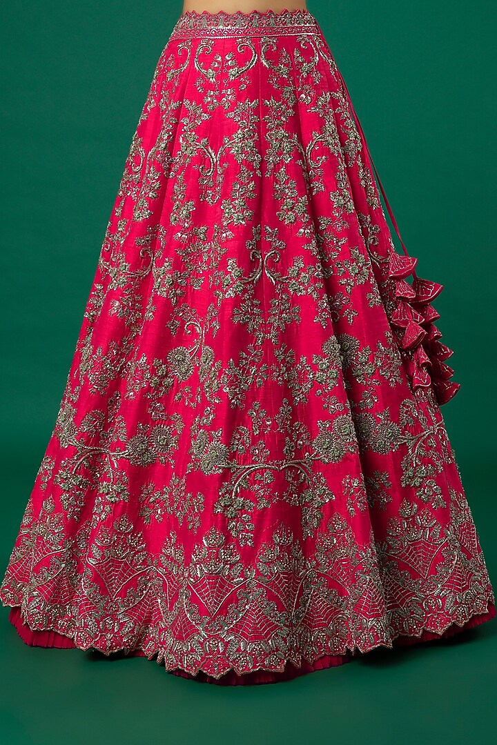 Red Embroidered Bridal Lehenga Set by Anushree Reddy at Pernia's Pop Up Shop