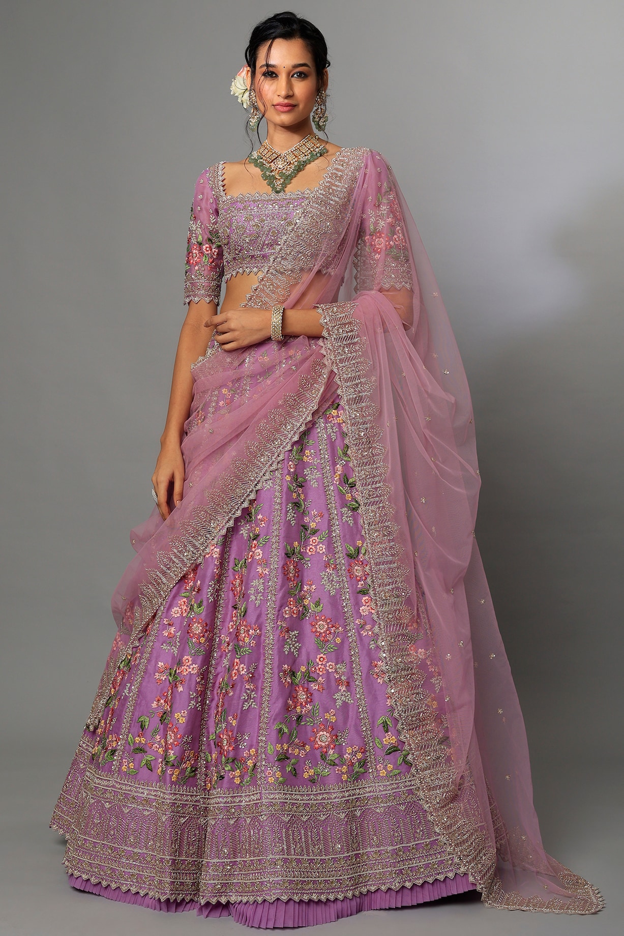 Lilac embroidered lehenga set