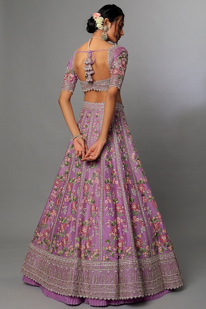 Lilac Organza Embroidered Bridal Lehenga Set by Anushree Reddy at Pernia's Pop Up Shop
