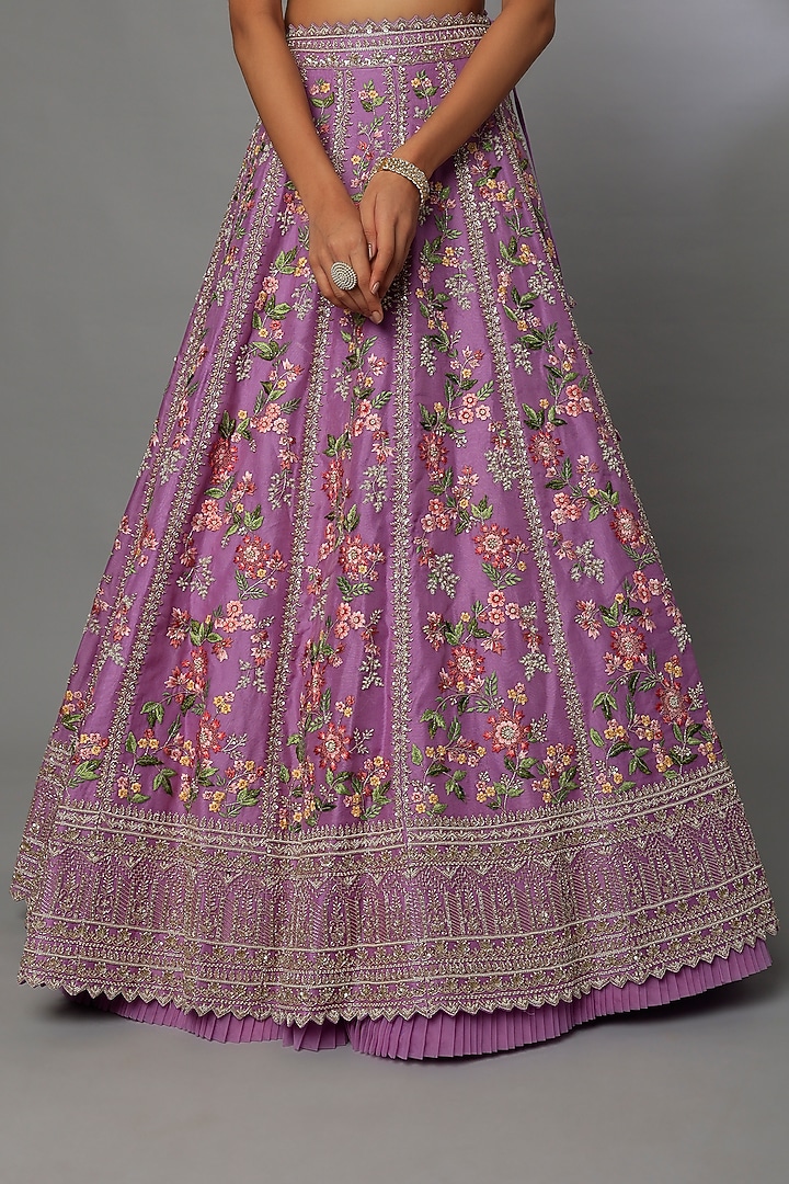 Lilac Organza Embroidered Bridal Lehenga Set by Anushree Reddy at Pernia's Pop Up Shop