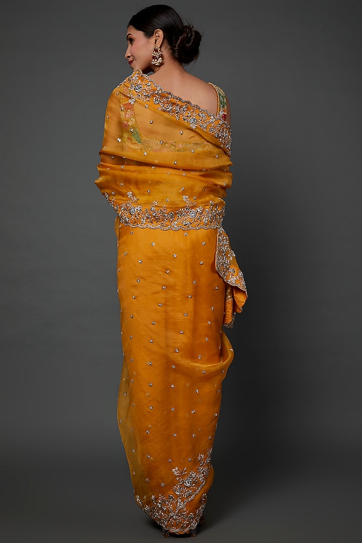 Yellow Embroidered Reception Saree Set by Anushree Reddy at Pernia's Pop Up Shop