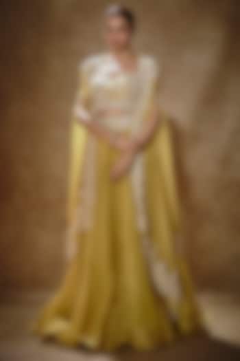 Yellow Organza Cape Set by Anushree Reddy at Pernia's Pop Up Shop