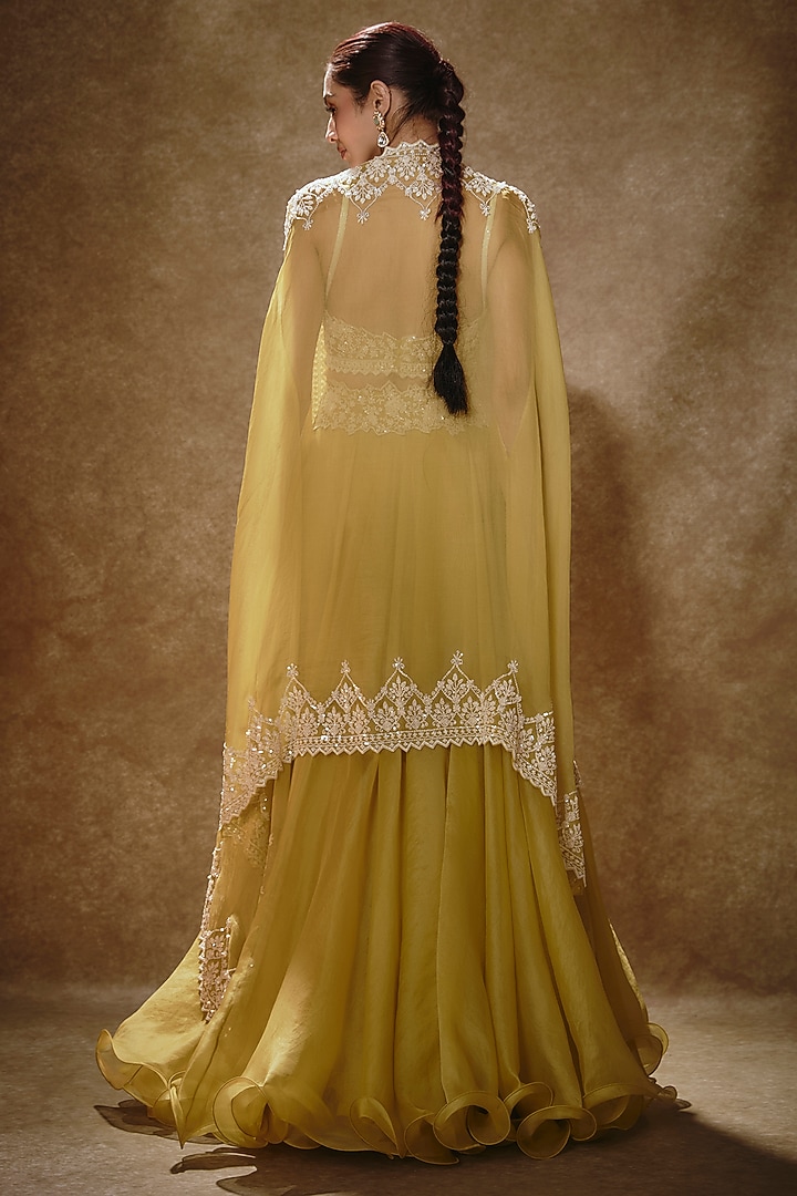 Yellow Organza Cape Set by Anushree Reddy at Pernia's Pop Up Shop