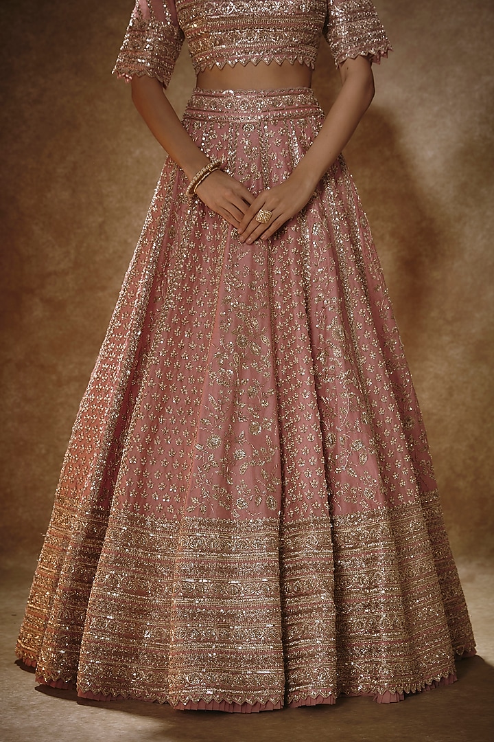 Pink Organza Bridal Lehenga Set by Anushree Reddy at Pernia's Pop Up Shop