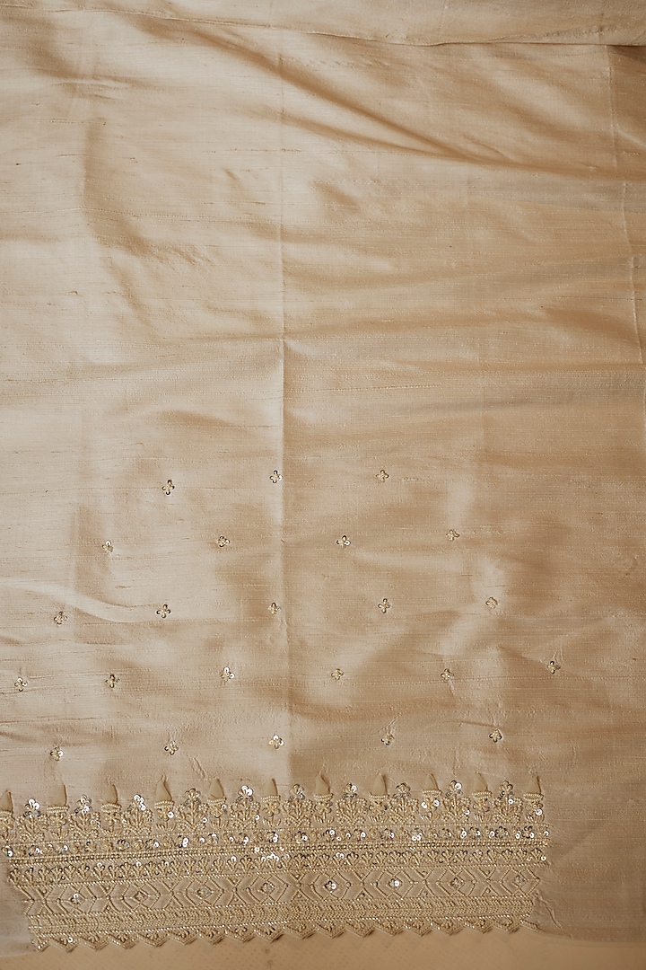 Ivory Organza Pearl Embroidered Reception Saree Set by Anushree Reddy at Pernia's Pop Up Shop