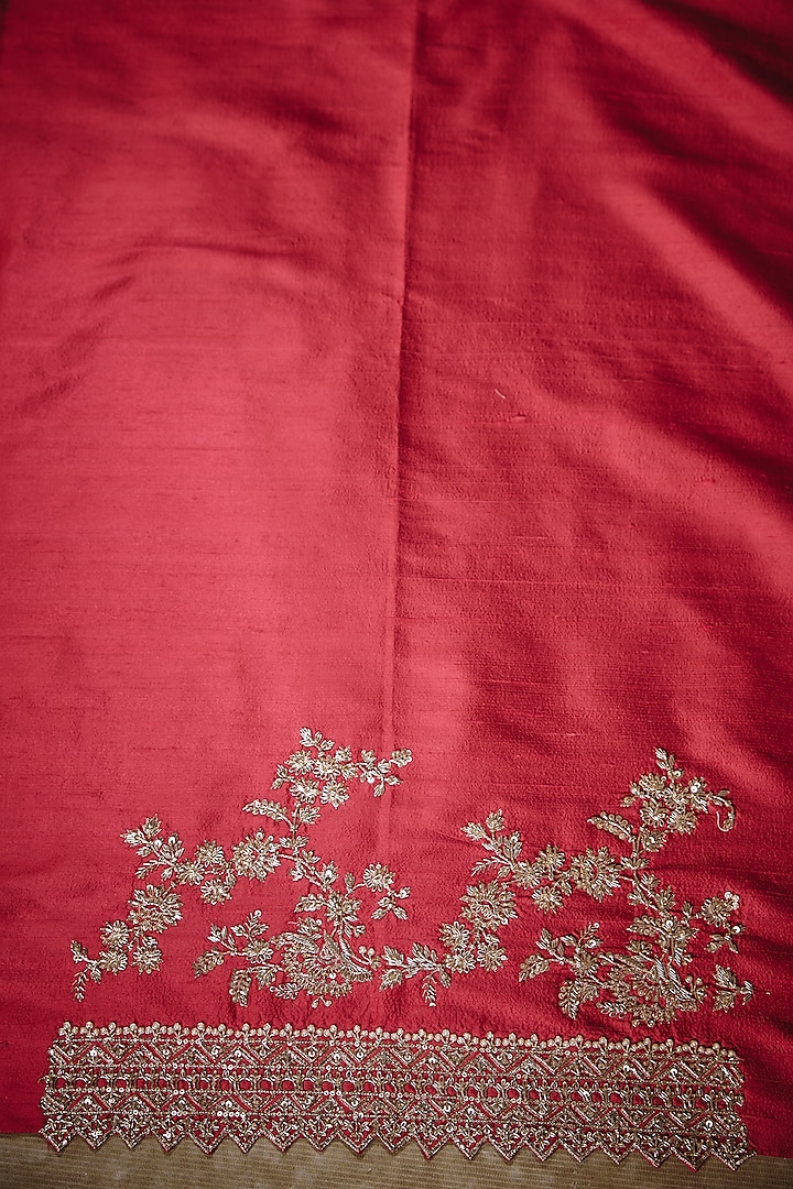 Red Organza Zardosi Bridal Saree Set by Anushree Reddy at Pernia's Pop Up Shop