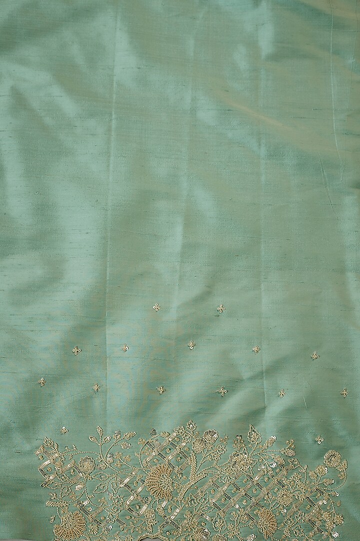 Sea Green Organza Sequins Jaal Work Reception Saree Set by Anushree Reddy at Pernia's Pop Up Shop