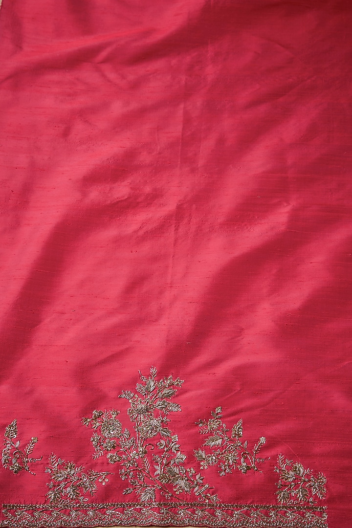 Pink Organza Zardosi Embroidered Ombre Bridal Saree Set by Anushree Reddy at Pernia's Pop Up Shop