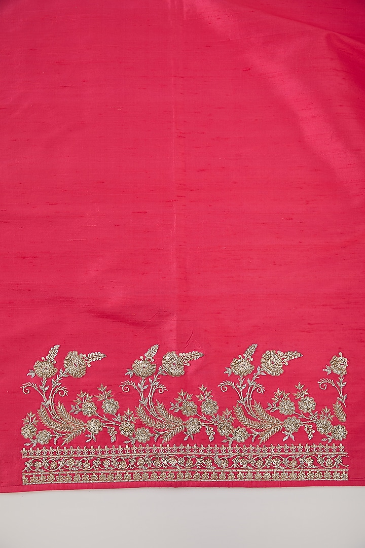 Pink Organza Zardosi Embroidered Bridal Saree Set by Anushree Reddy at Pernia's Pop Up Shop