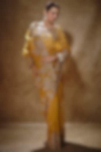 Mustard Organza Bridal Saree Set by Anushree Reddy at Pernia's Pop Up Shop