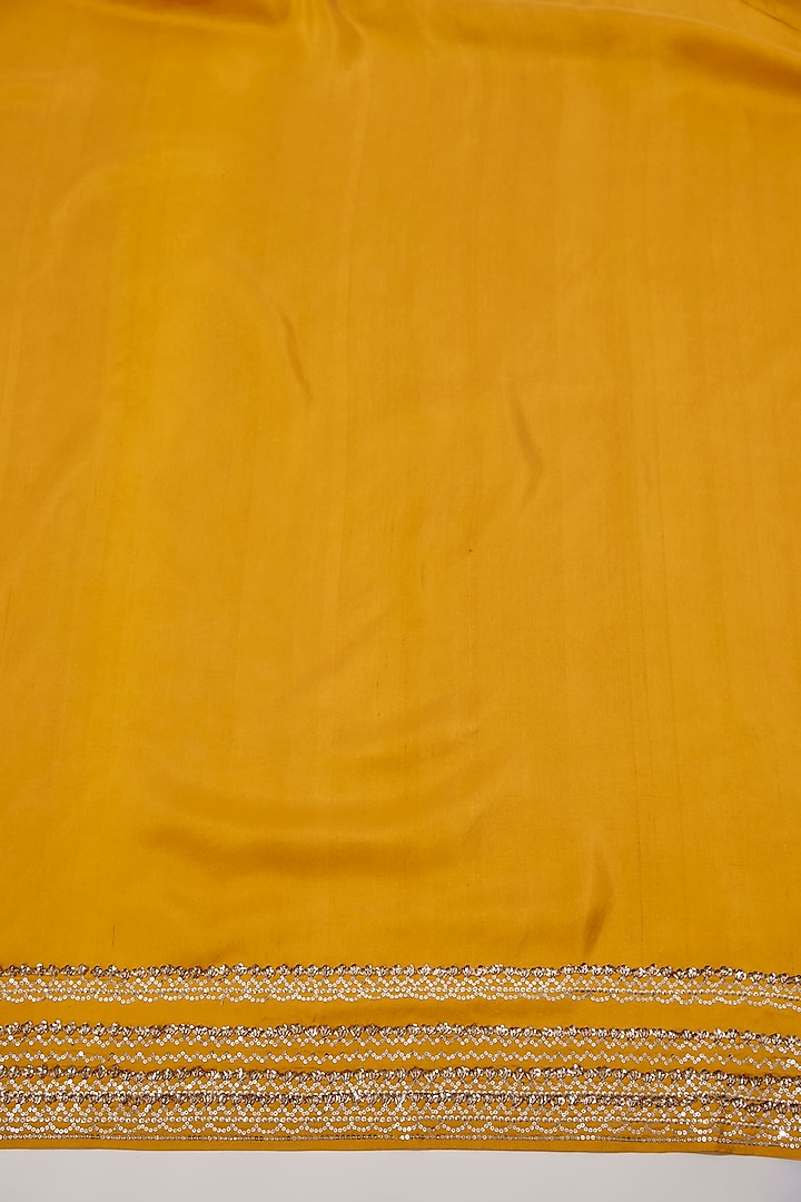 Yellow Chiffon Sequins Hand Embroidered Reception Saree Set by Anushree Reddy at Pernia's Pop Up Shop