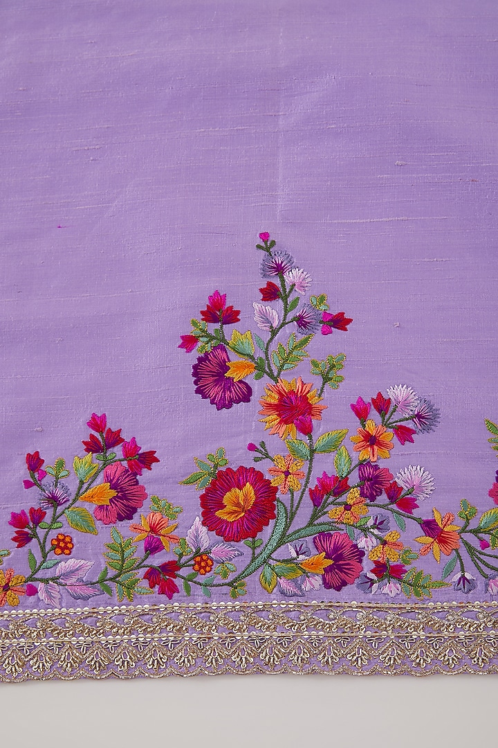 Lavender Organza Thread Embroidered Reception Saree Set by Anushree Reddy at Pernia's Pop Up Shop