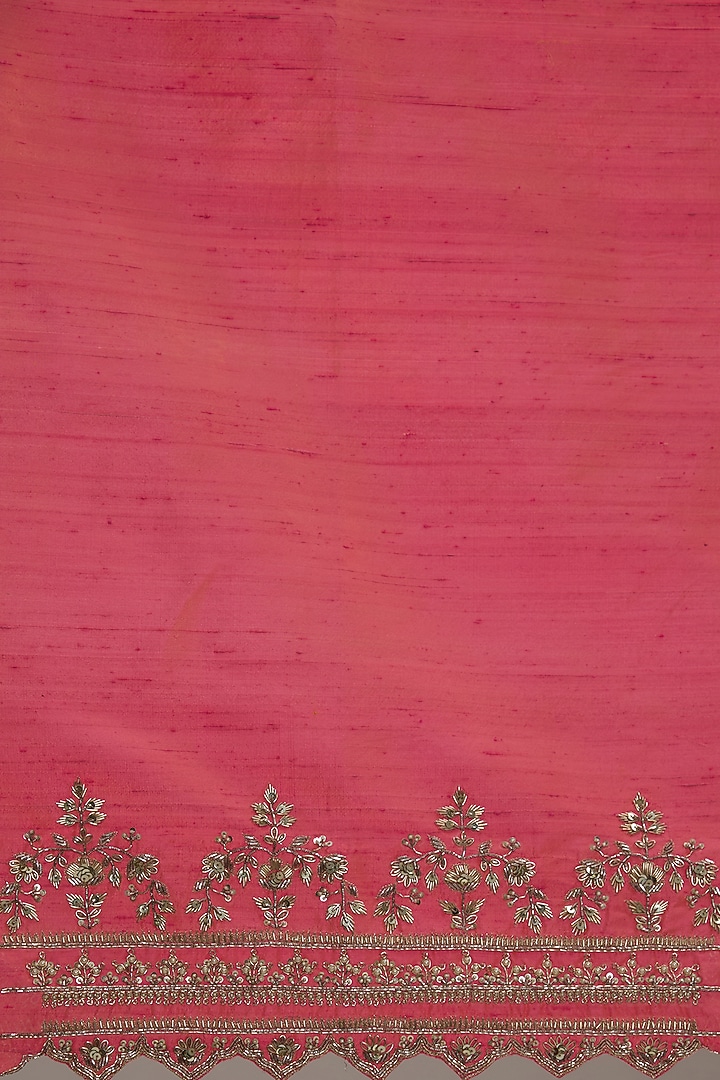 Yellow & Pink Ombre Organza Zardosi Embroidered Bridal Saree Set by Anushree Reddy at Pernia's Pop Up Shop