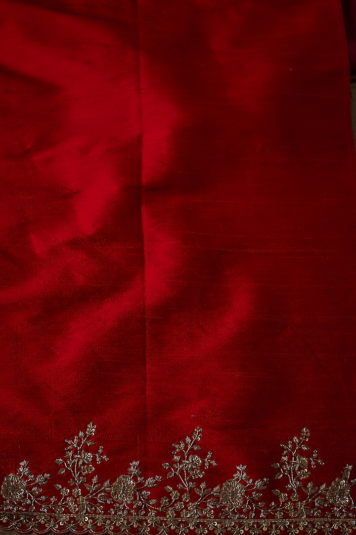 Hot Pink Organza Zardosi & Cutwork Embroidered Reception Saree Set by Anushree Reddy at Pernia's Pop Up Shop