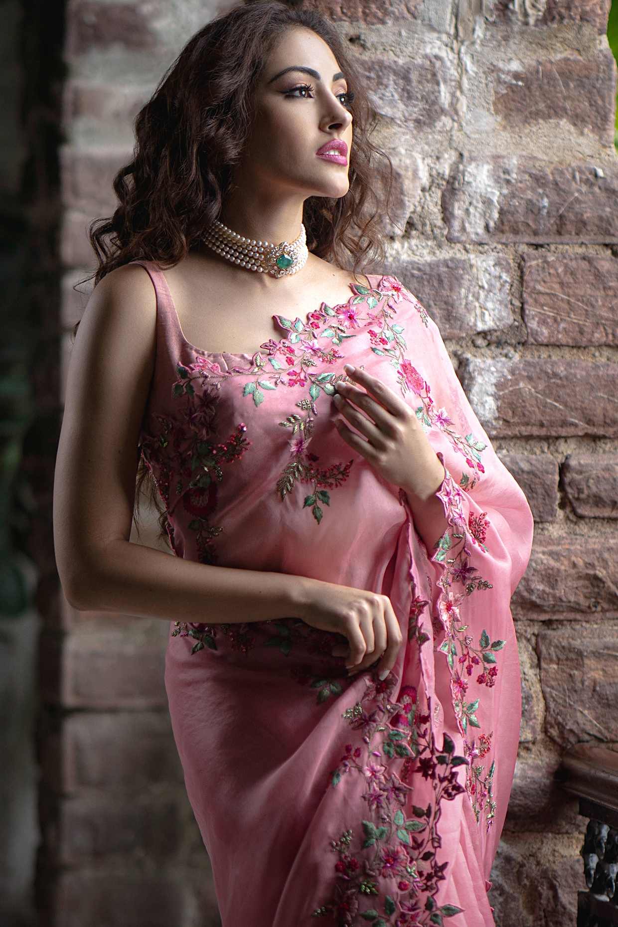 Peach Saree with Embroidered Blouse – Study by Janak