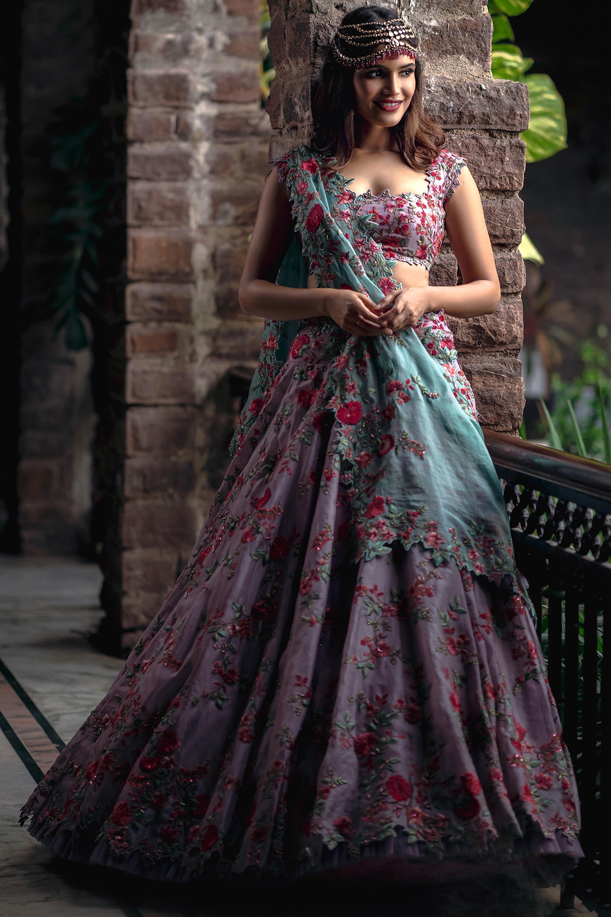 Buy Yellow Chanderi Embroidery Floral Motifs Ahilaya Bridal Lehenga Set For  Women by Anushree Reddy Online at Aza Fashions.