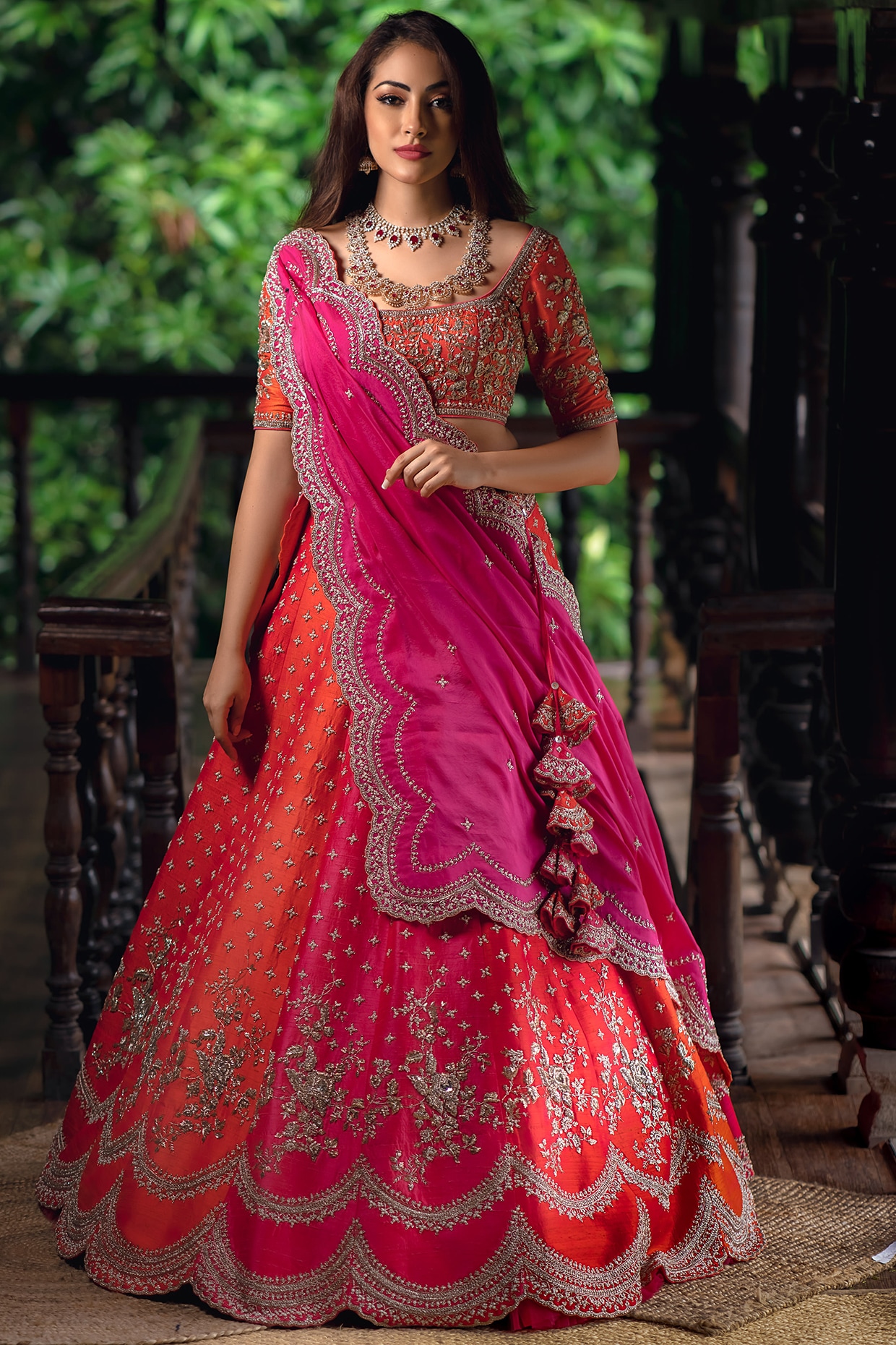 Pakistani Bridal Orange Red Lehenga Choli Dress – TheDesignerSaree