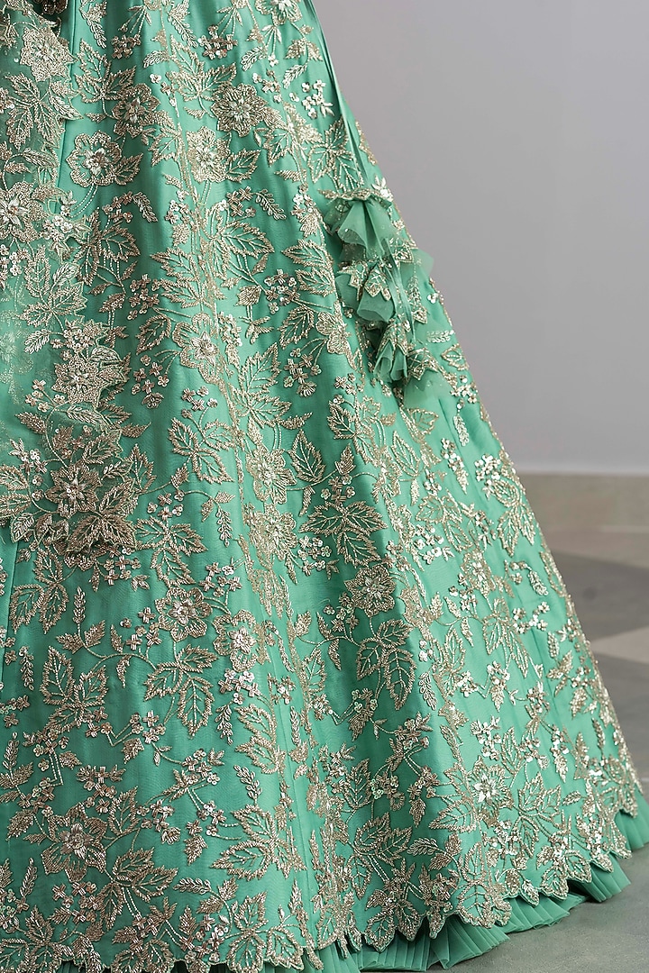 Sea Green Bridal Lehenga Set With Cutdana Work by Anushree Reddy at Pernia's Pop Up Shop