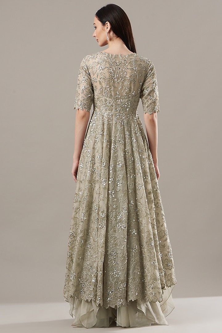 Gold Embroidered Jacket Set by Anushree Reddy at Pernia's Pop Up Shop