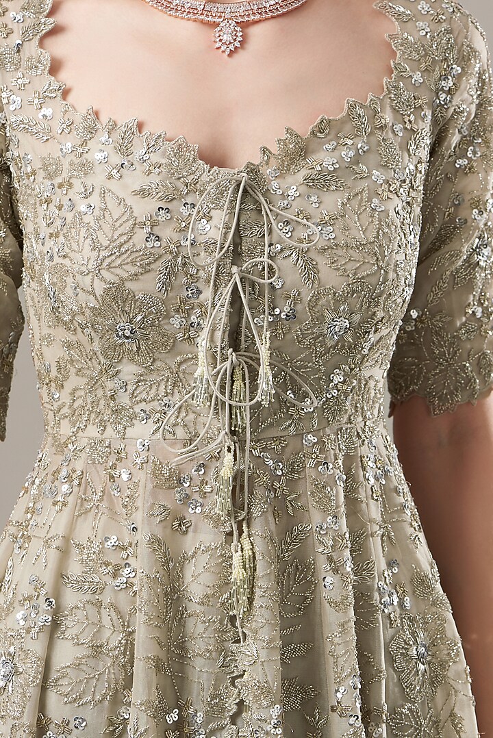 Gold Embroidered Jacket Set by Anushree Reddy at Pernia's Pop Up Shop
