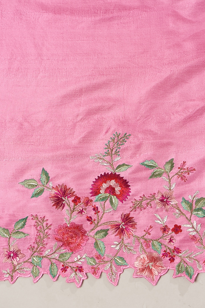 Pink Organza Embroidered Reception Saree Set by Anushree Reddy at Pernia's Pop Up Shop
