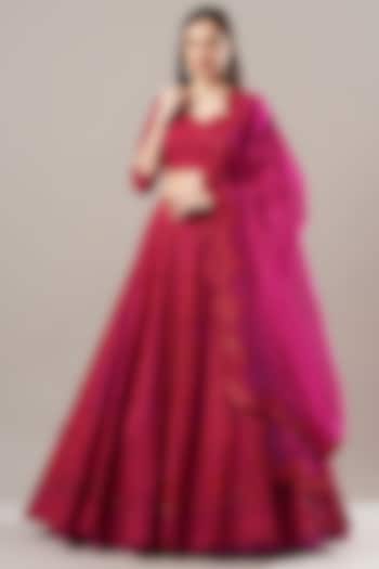 Red Organza Bridal Lehenga Set by Anushree Reddy at Pernia's Pop Up Shop
