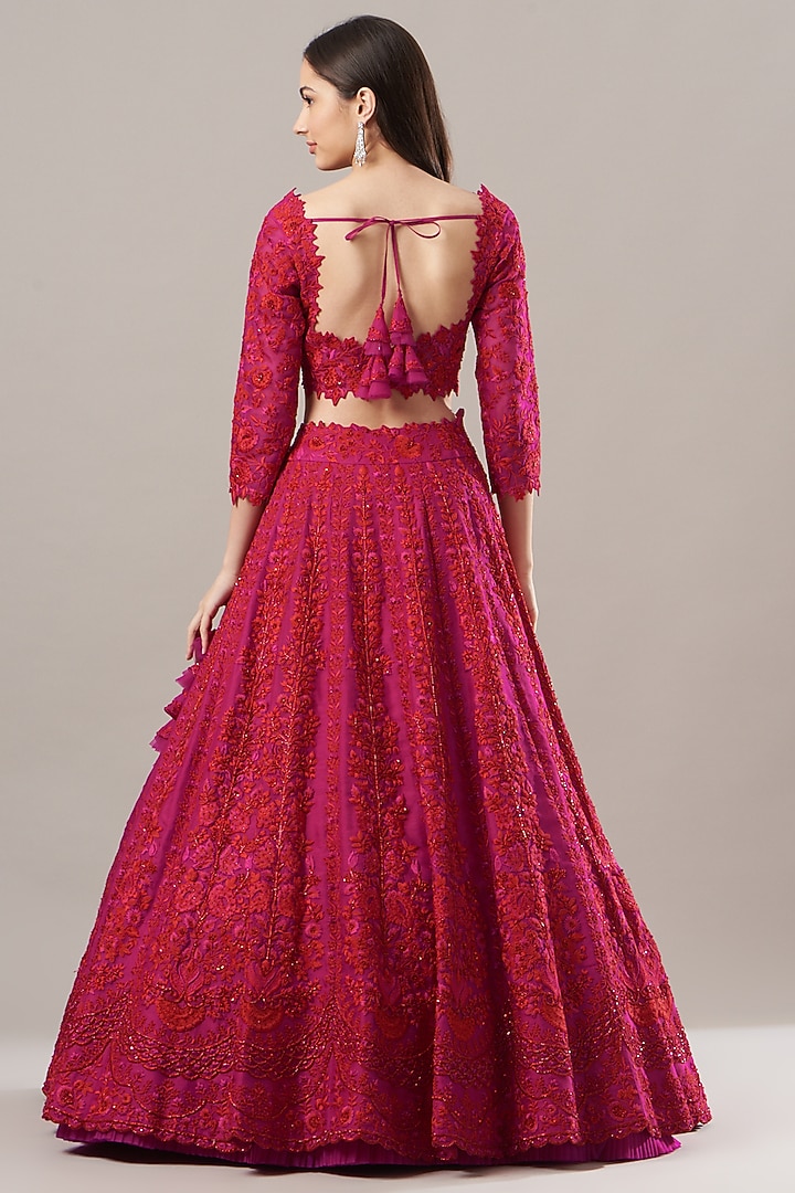 Red Organza Bridal Lehenga Set by Anushree Reddy at Pernia's Pop Up Shop