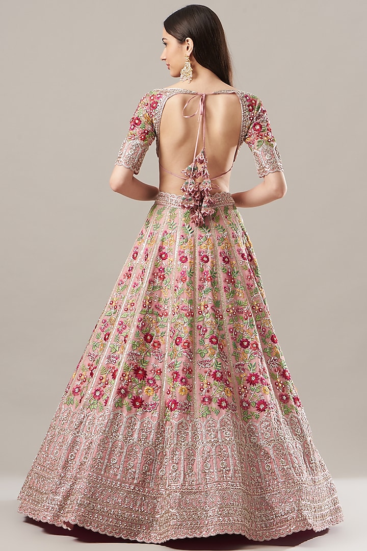 Blush Pink Embroidered Bridal Lehenga Set by Anushree Reddy at Pernia's Pop Up Shop
