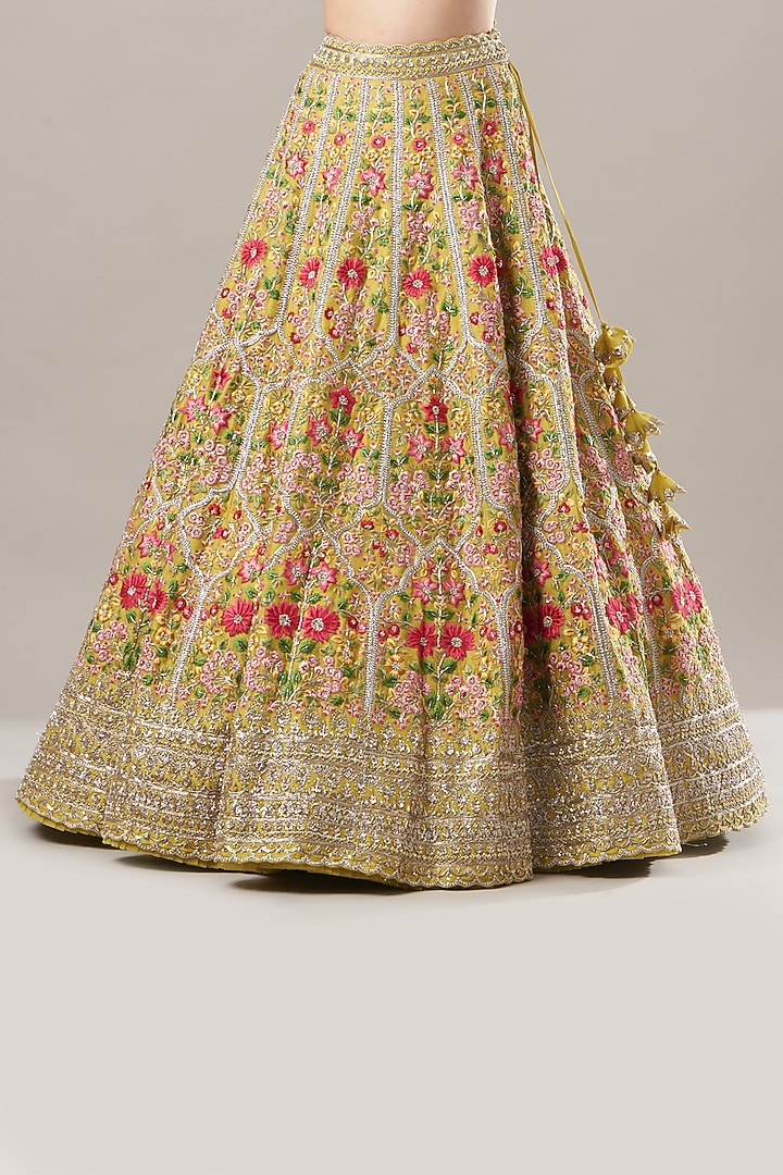 Yellow Embroidered Bridal Lehenga Set by Anushree Reddy at Pernia's Pop Up Shop