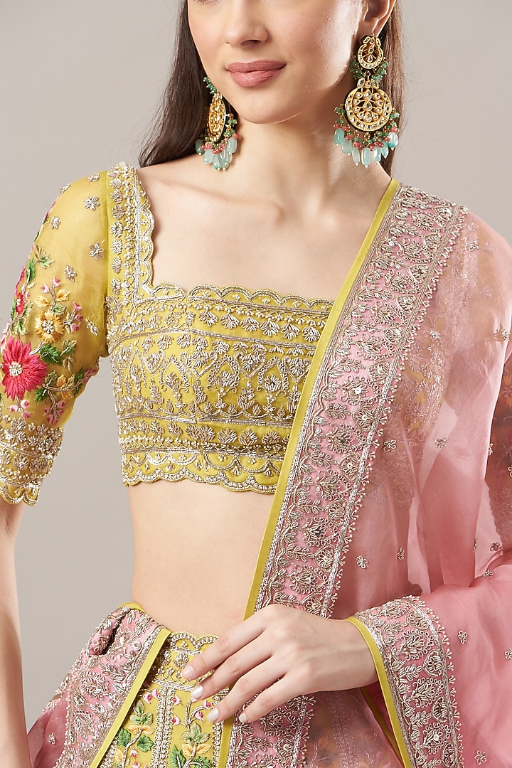 Yellow Embroidered Bridal Lehenga Set by Anushree Reddy at Pernia's Pop Up Shop