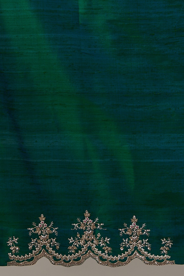 Midnight Blue Embroidered Reception Saree Set by Anushree Reddy at Pernia's Pop Up Shop