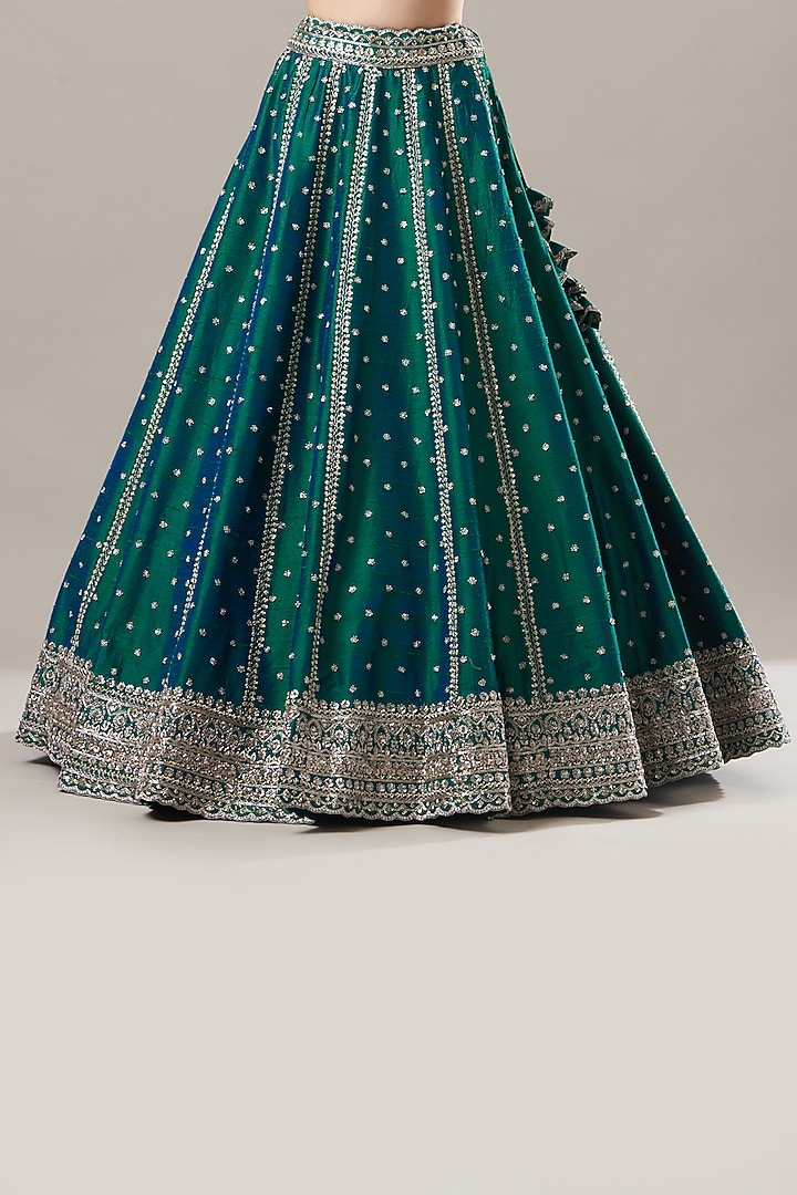 Green Embroidered Bridal Lehenga Set by Anushree Reddy at Pernia's Pop Up Shop
