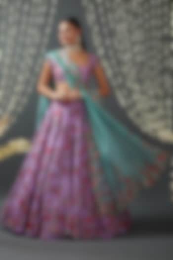Lavender Embroidered Bridal Lehenga Set by Anushree Reddy at Pernia's Pop Up Shop