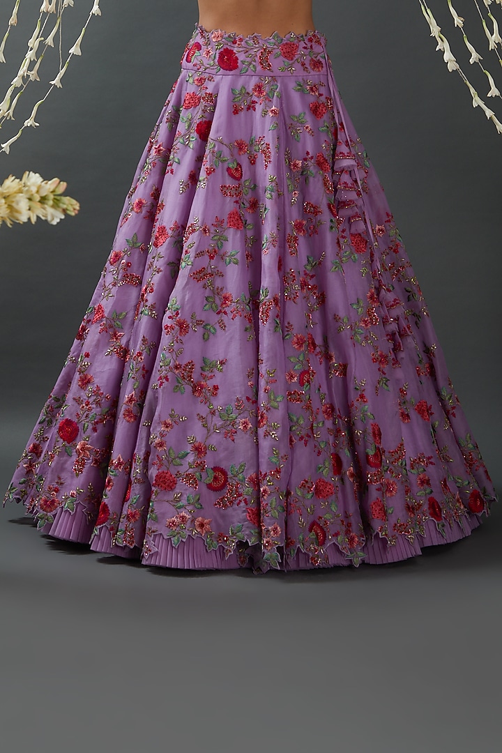 Lavender Embroidered Bridal Lehenga Set by Anushree Reddy at Pernia's Pop Up Shop