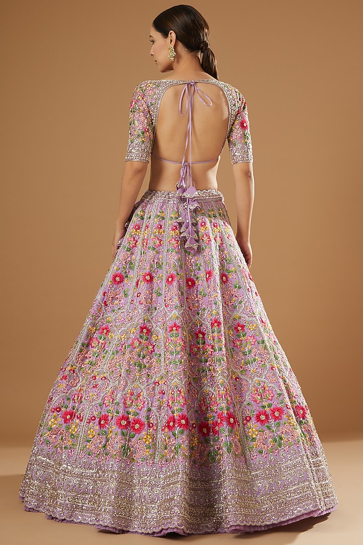 Pink Embroidered Bridal Lehenga Set by Anushree Reddy at Pernia's Pop Up Shop