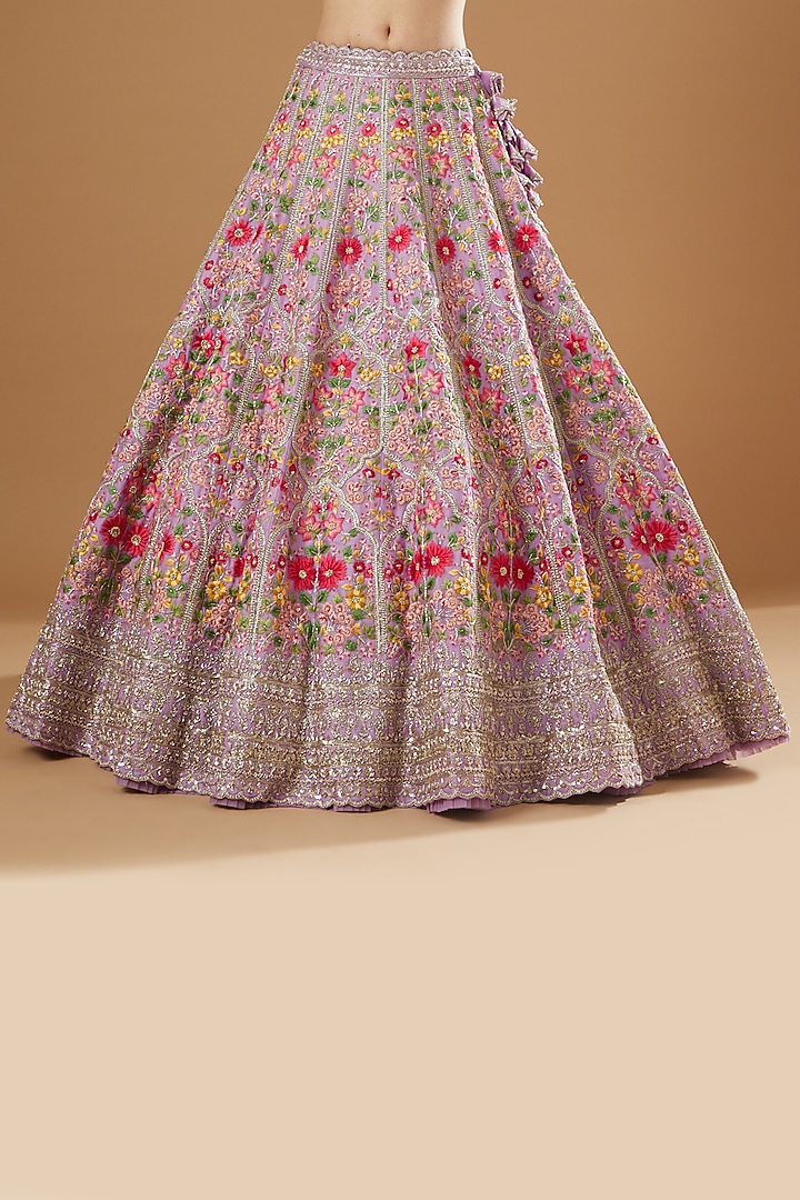 Pink Embroidered Bridal Lehenga Set by Anushree Reddy at Pernia's Pop Up Shop