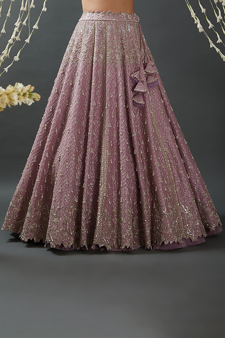 Lilac Embroidered Bridal Lehenga Set by Anushree Reddy at Pernia's Pop Up Shop
