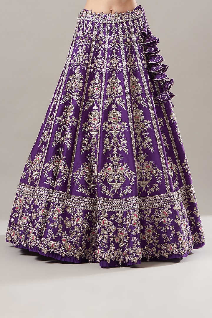 Purple Embroidered Bridal Lehenga Set by Anushree Reddy at Pernia's Pop Up Shop