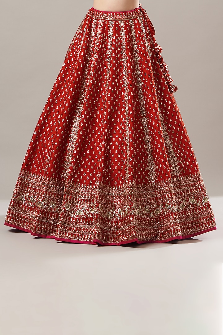Red Embroidered Bridal Lehenga Set by Anushree Reddy at Pernia's Pop Up Shop