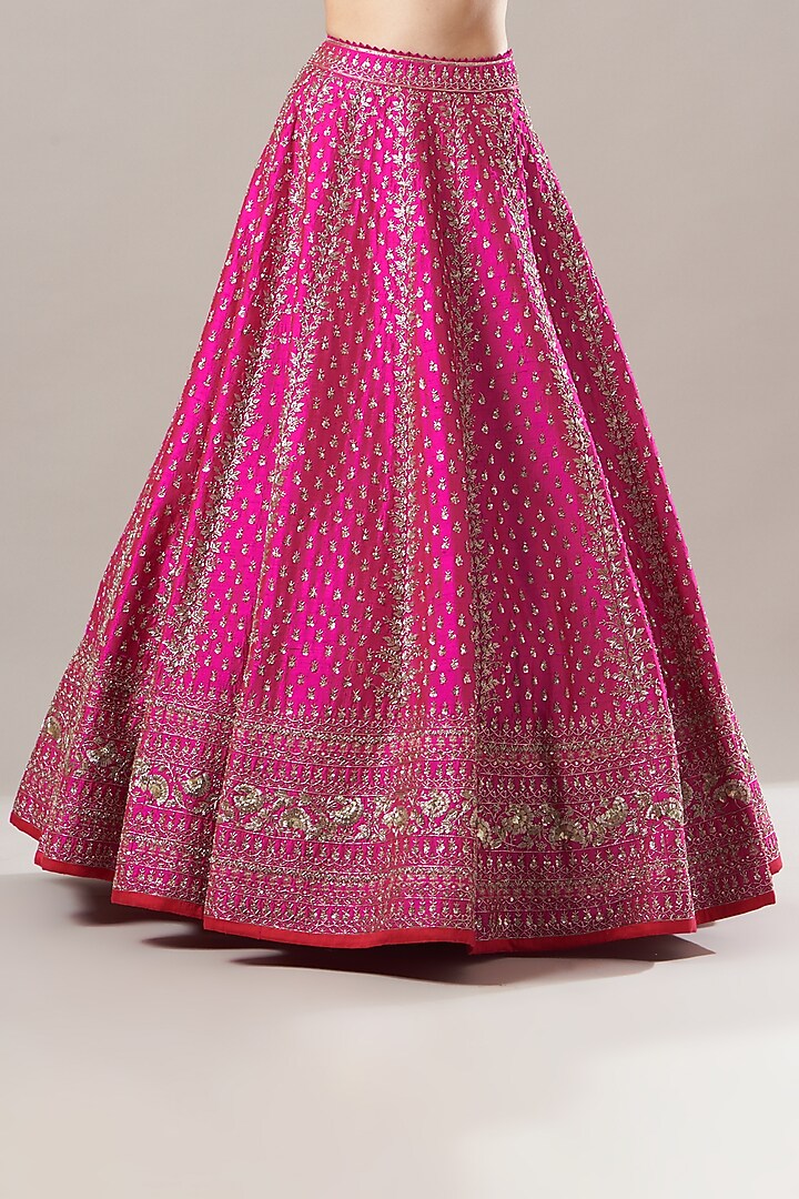 Pink Embroidered Bridal Lehenga Set by Anushree Reddy at Pernia's Pop Up Shop
